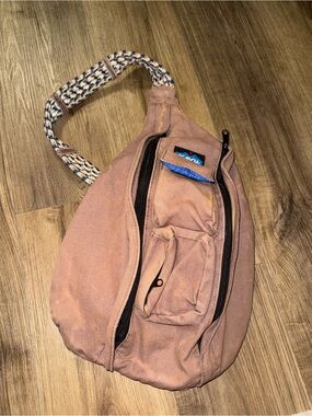 Kavu Rope Sling Bag in Dusty Brown with Blue Accent